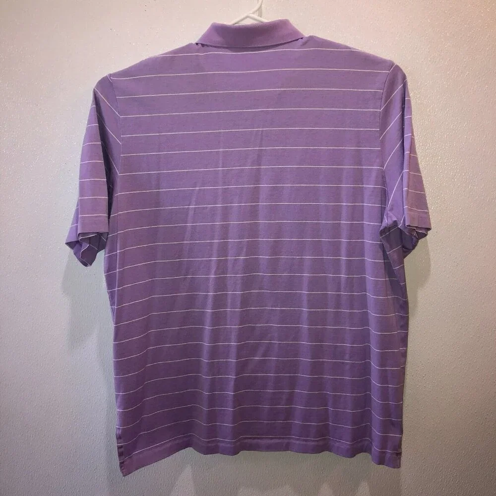 Ralph Lauren Polo Golf Shirt Mens Large Purple Striped Performance Classic Sz L